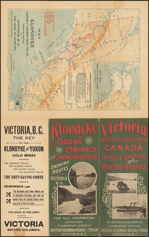 Map of the Klondyke Cassiar and Cariboo Gold Fields Shewing Routes From Victoria B.C. The Base of Supplies