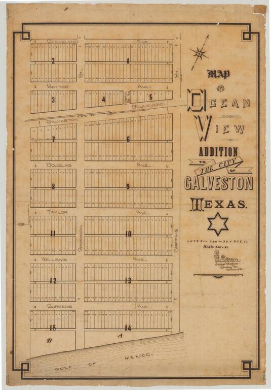 Map of Ocean View Addition to the City of Galveston Texas.