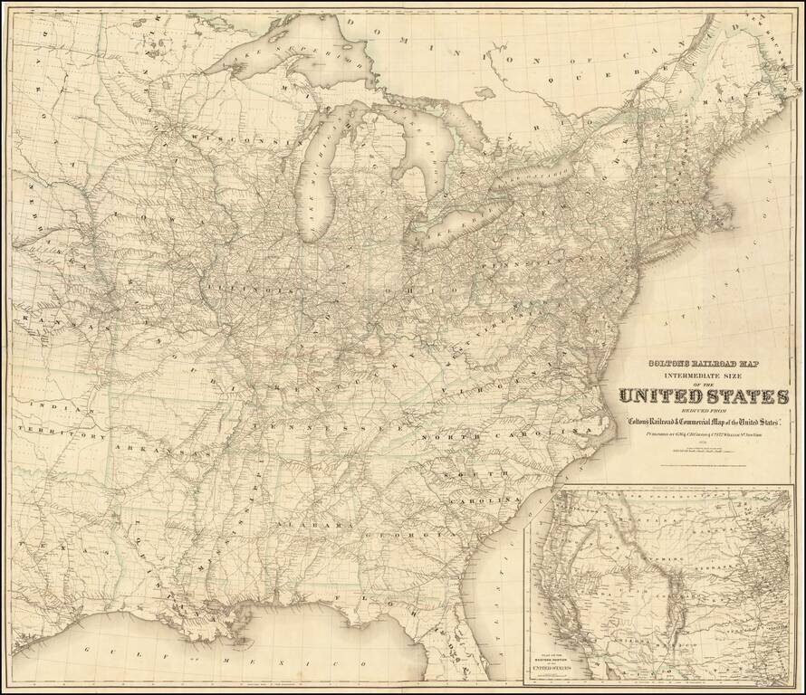 Colton's Railroad Map Intermediate Size of the United States Reduced from Colton's Railroad & Commercial Map of the United States.