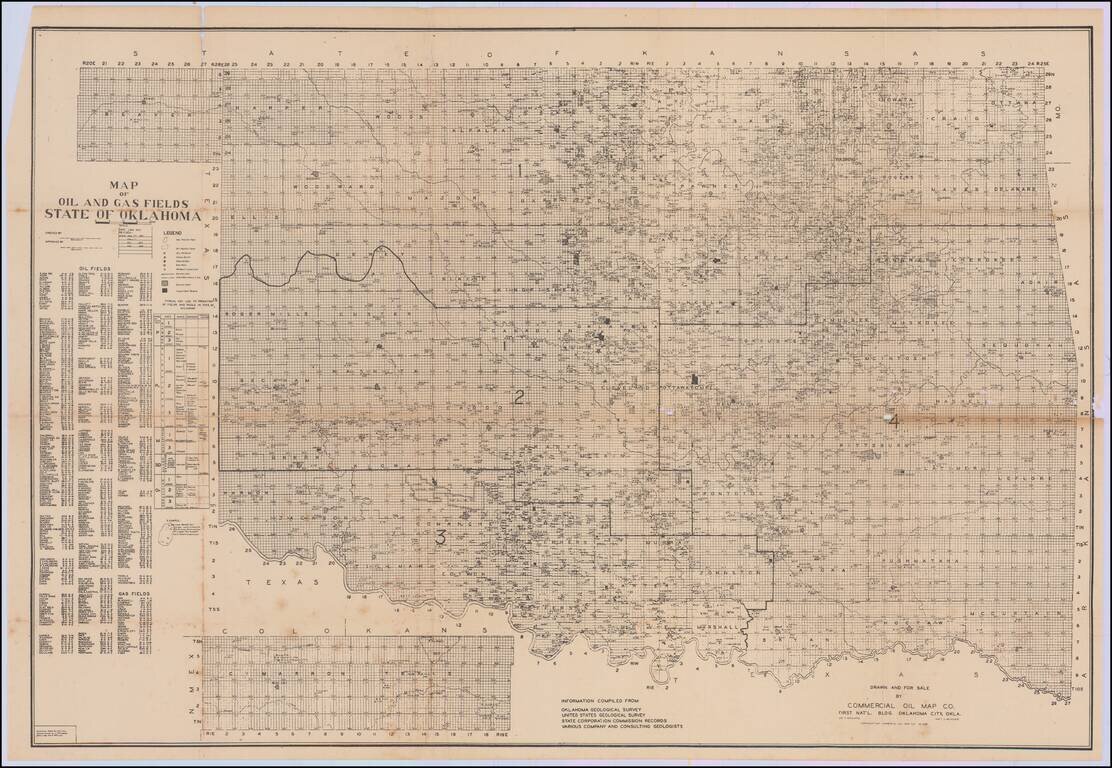 Map of Oil and Gas Fields State of Oklahoma