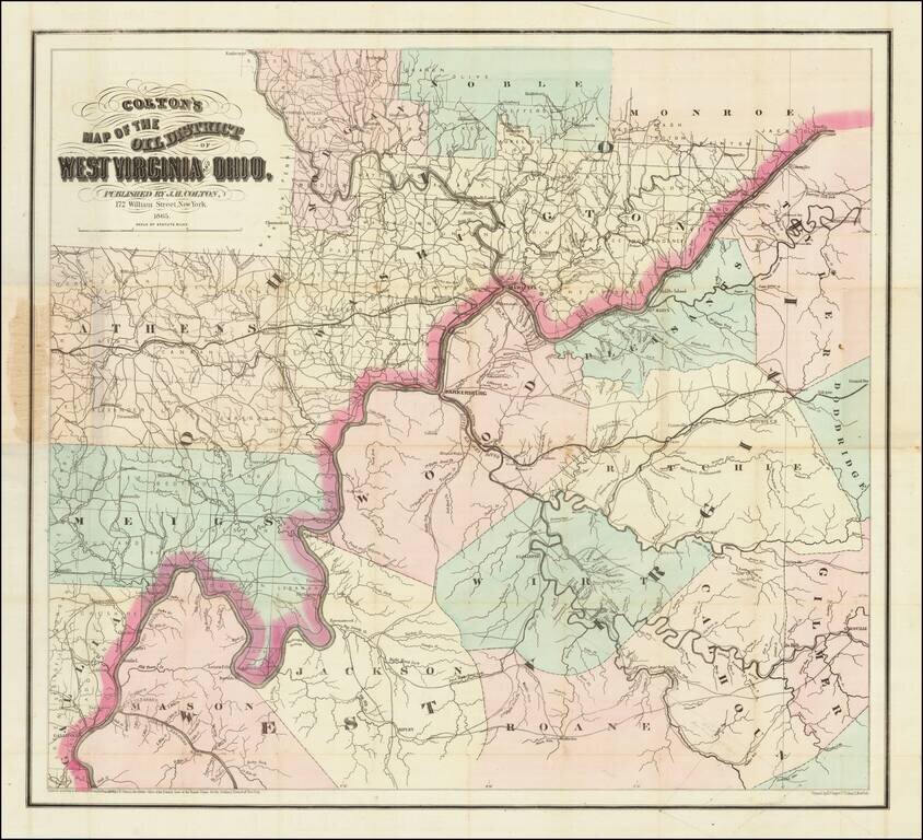 Colton's Map of the Oil District of West Virginia and Ohio