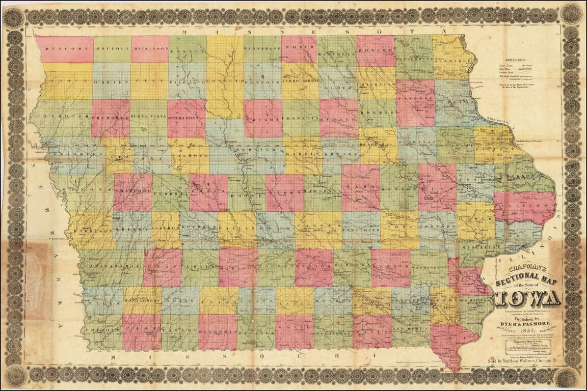 Chapman's Sectional Map of the State of Iowa  Compiled from the United States Surveys and other authentic Sources Published by Dyer & Pasmore . . . 1857