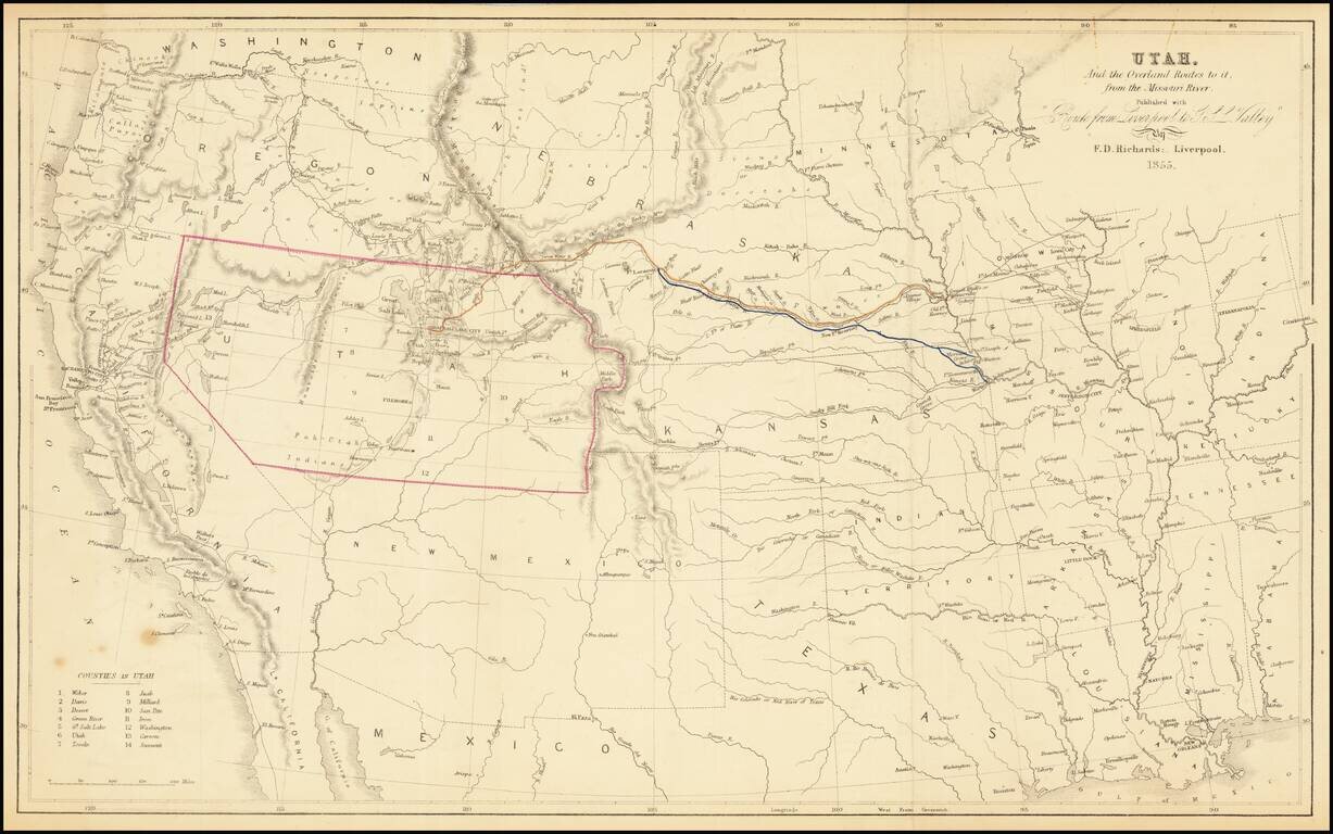 Utah And the Overland Routes to it, from the Missouri River: Published with Route from Liverpool to G.S.L. Valley