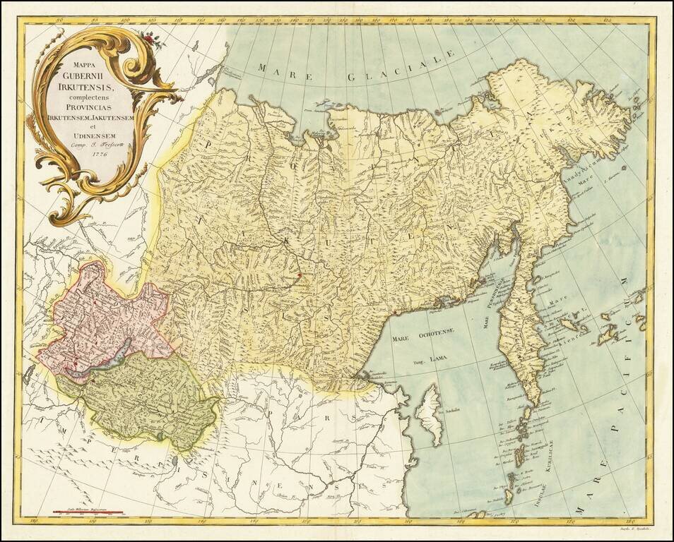 Mappa Gubernii Irkutensis, complectens Provincias Irkutensem, Jakutensem et Udinensem Comp. J. Trescott 1776