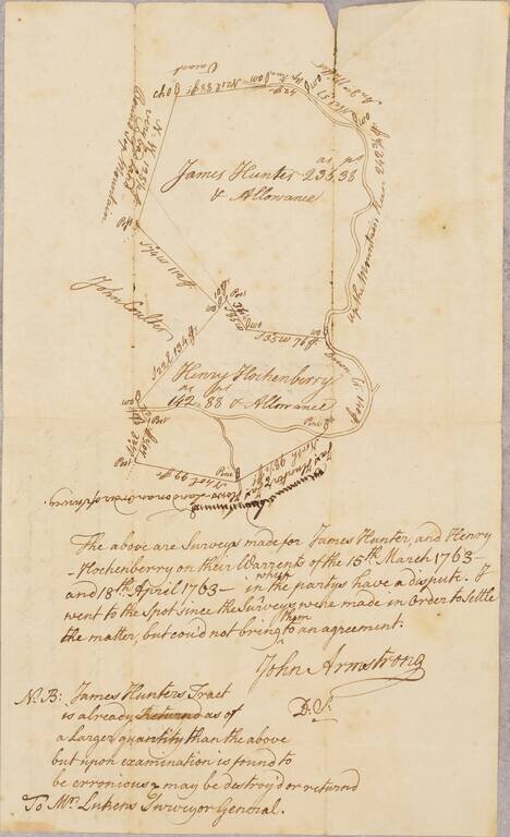 James Hunter his Book of Draughts of his Lands Surveyed Part Pattented & the Remainder on Warranty Orders -- 1767.