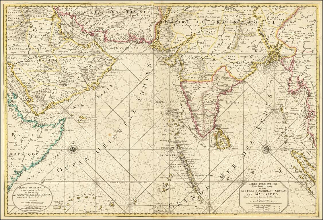 Carte Particuliere d'une Partie d'Asie ou sont Les Isles D'Andemaon, Ceylan, Les Maldives . . . [with] Partie Occidentale d'une D'Asie ou sont les Isles De Zocotora De l'Amirante . . .