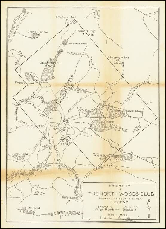 Map of the Adirondack Wilderness Compiled by S.R. Stoddard, Glens Falls, N.Y.  Thirteenth (Revised) Edition 1890. (with)  Property of The North Woods Club . . .