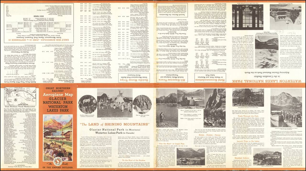 Aeroplane View of Glacier National Park Montana and Waterton Lakes Park Alberta