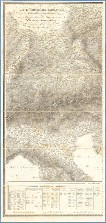 Das Oesterreichische-Kaiserthum : mit beträchtlichen Theilen der angrenzenden Staaten / in dem Topographischen Bureau des K.K. Generalquartiermeisterstabs unter der Leitung des Obersten Fallon entw. und gezeichnet . . . 1822