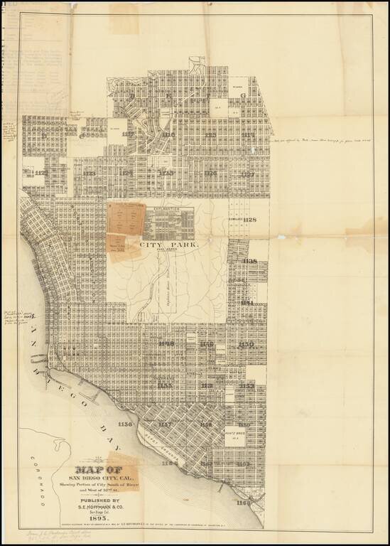 Map of San Diego City, Cal.  Showing Portion of City South of River and West of 32nd St. . . . . 1895