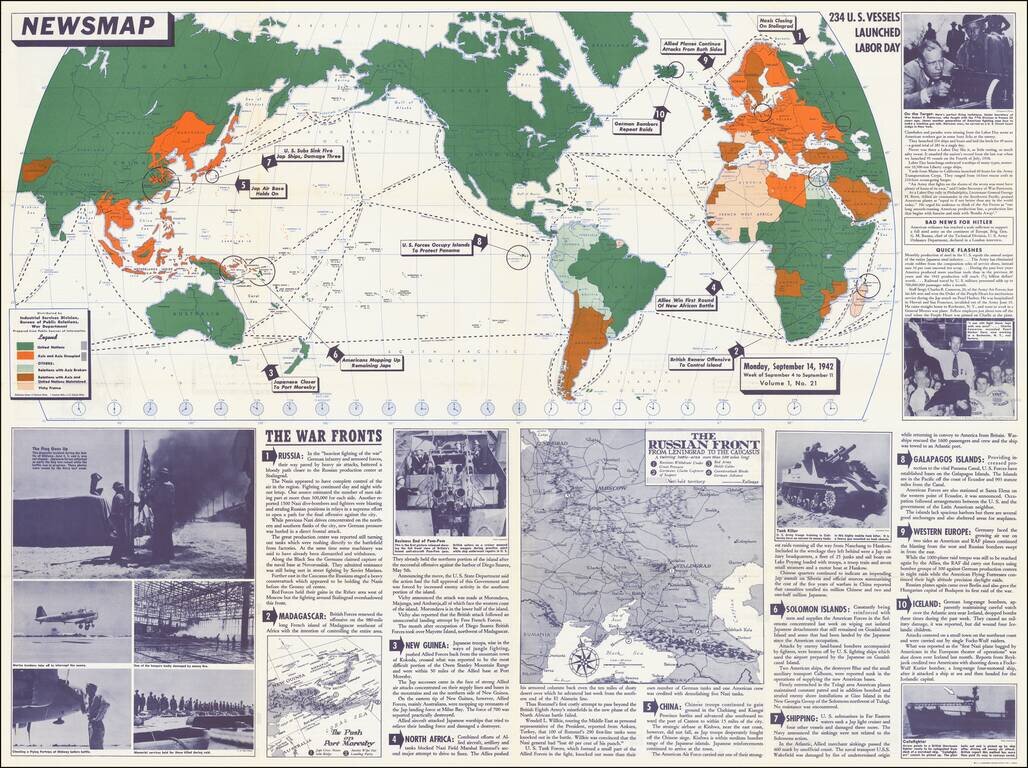 [WWII Propaganda Map]  Newsmap -- Monday, September 14, 1942