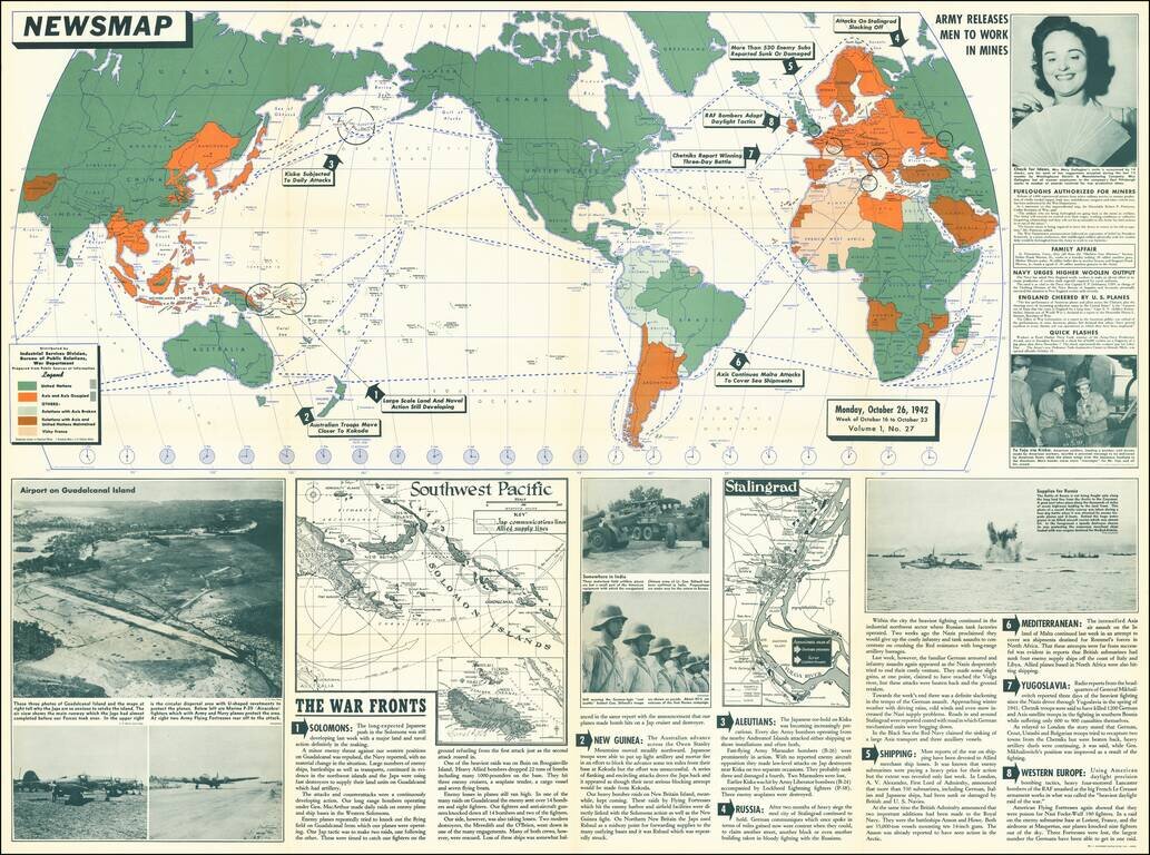 [WWII Propaganda Map]  Newsmap -- Monday, October 26, 1942