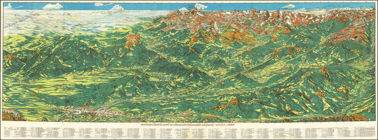 Prather's Aerial View of the Rocky Mountain National-Estes-Park