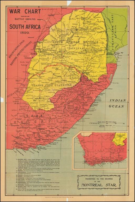 War Chart Showing Battle Ground In South Africa 1899