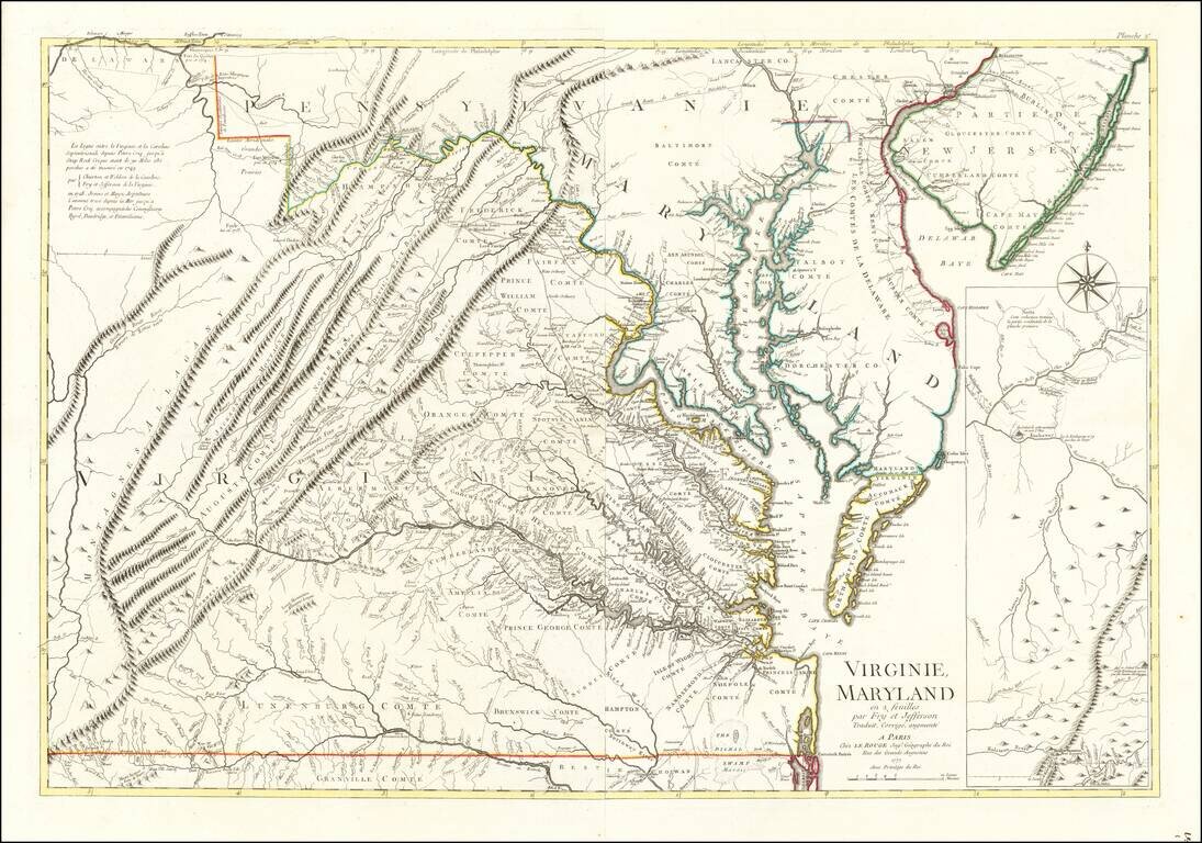 Virginie, Maryland en 2 feuilles par Fry et Jefferson Traduit, Corrige, augmente …1777