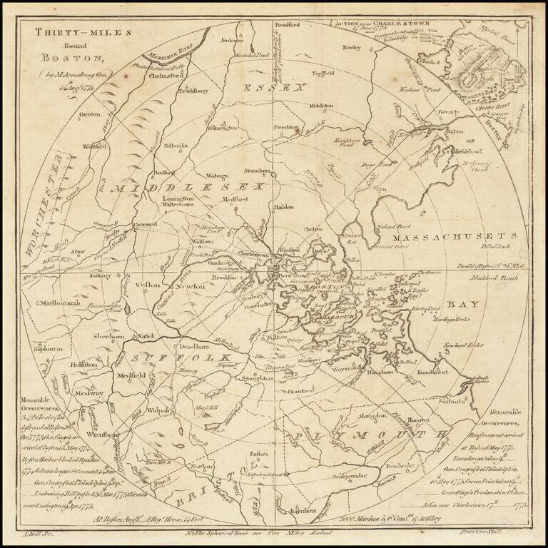 Thirty-Miles Round Boston. 14th August 1775