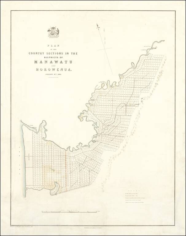 Plan of the Country Sections in the Districts of Manawatu and Horowenua.  January 4th, 1843.