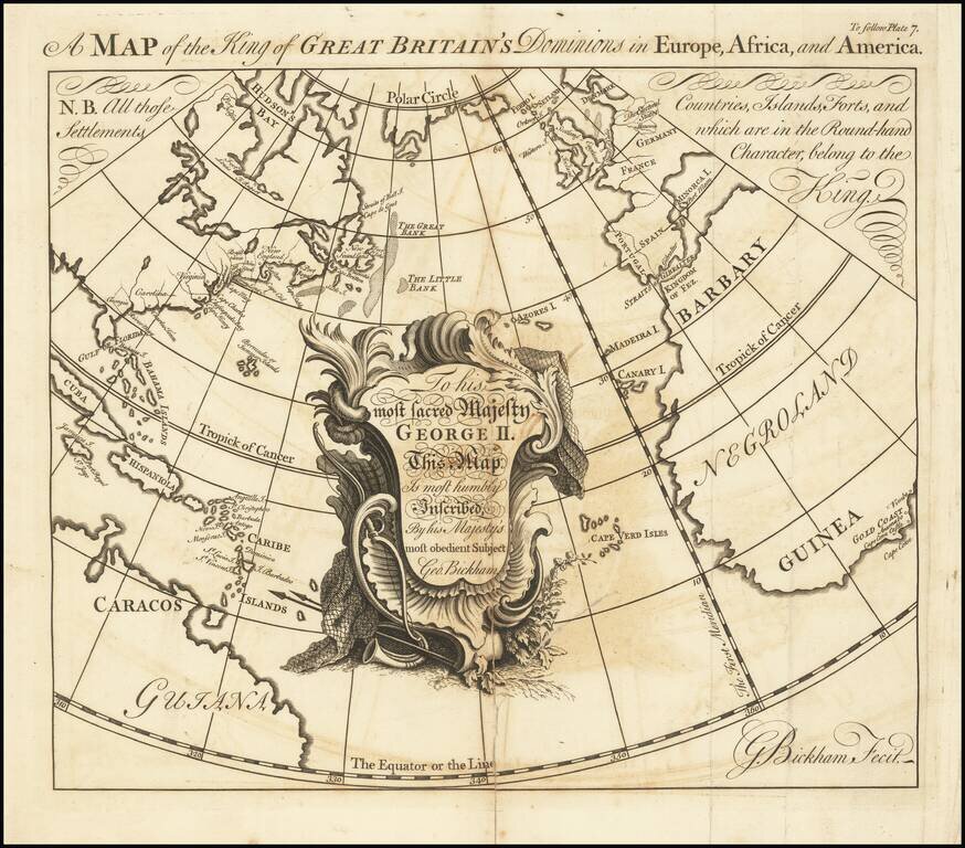 A Map Of The King of Great Britains Dominions In Europe, Africa and North America