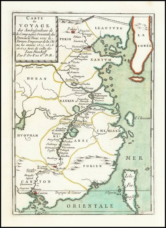 Carte du Voyage des Ambassadeurs de la Compagnie Orientale des Provinces Unies, vers le Tartare Empereur de la Chine, les annees 1655, 1656 et 1657 tiree de cette de Iean Nieuhoff . . .