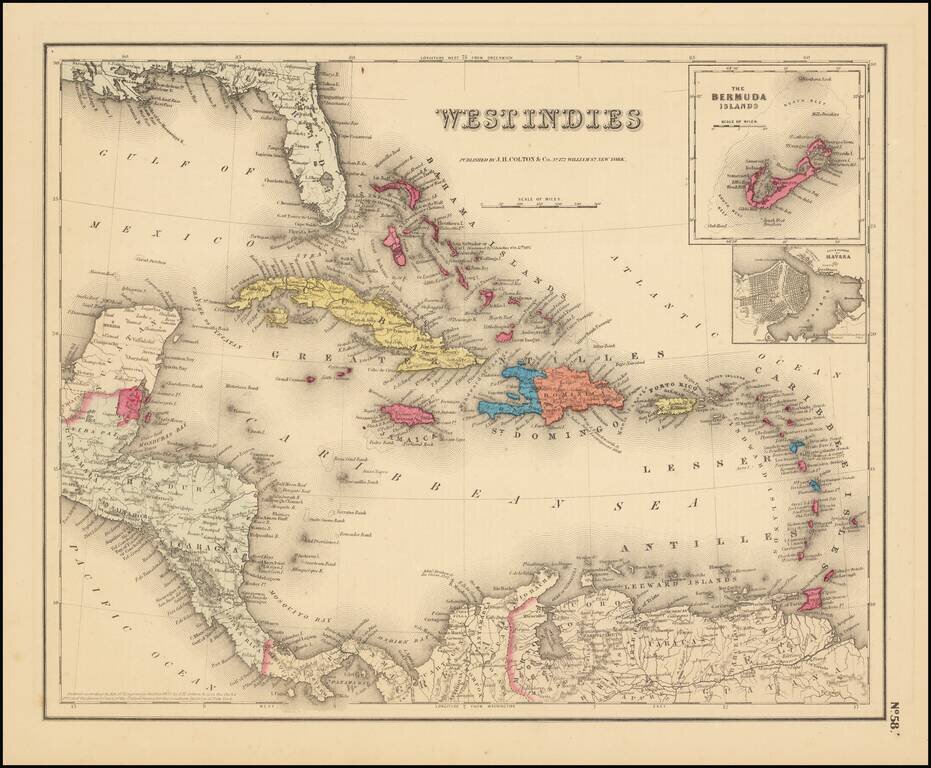 Colton's West Indies [Bermuda and Havana insets]