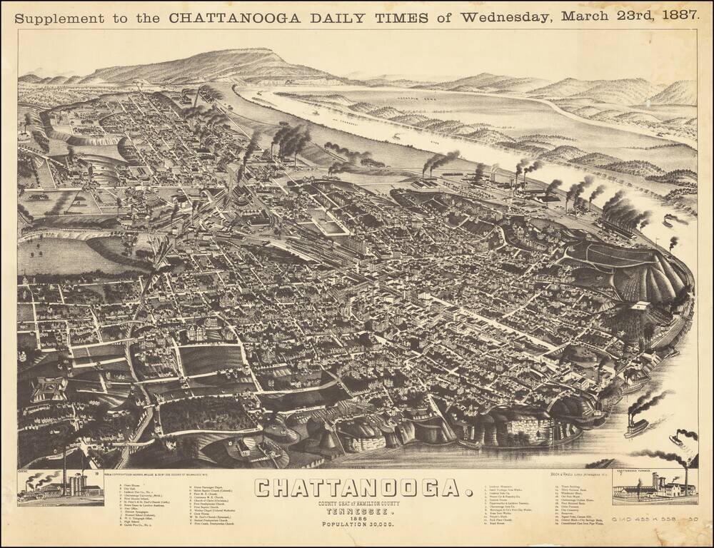 Chattanooga.  County Seat of Hamilton County Tennessee. 1886 . . . Supplement to the Chattanooga Daily Times of Wednesday, March 23rd, 1887