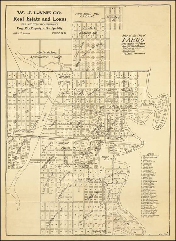 Map of the City of Fargo Cass County, No. Dakota