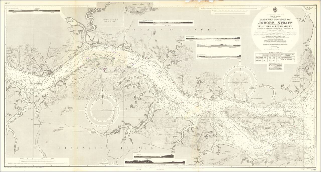 Eastern Portion of Johore Strait (Singapore Old Strait) Uulau Ubin to Sungei Kranji Surveyed By Commander J.A. Edgell O.B.E. R.N. & The Officers of the Surveying Ship Merlin 1921.