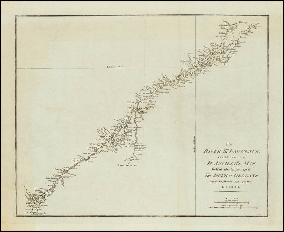 The River St. Lawrence, accurately drawn from D'Anville's Map Published under the patronage of The Duke of Orleans.