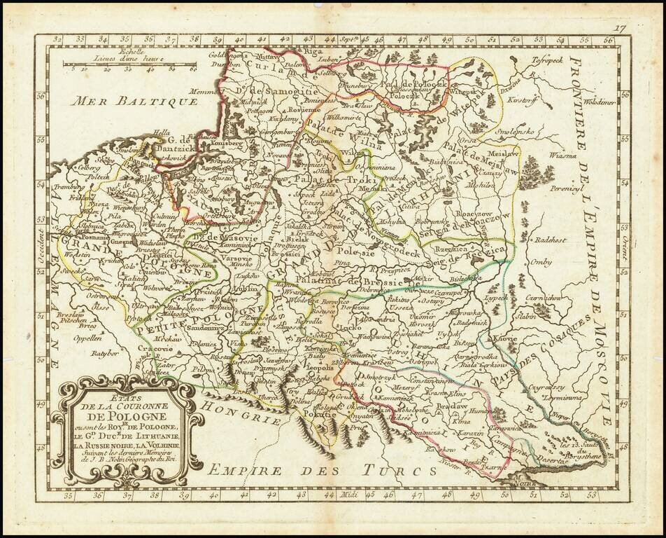 Etats de la Couronne de Pologne, out sont les Royes de Pologne, le GD Duce de Lithuanie, la Russie Noire, la Volhinie.