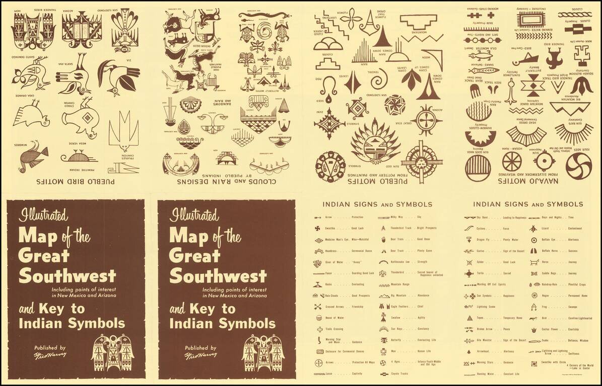 Illustrated  Map of the Great Southwest Including points of interest in New Mexico and Arizona and Key to Indian Symbols
