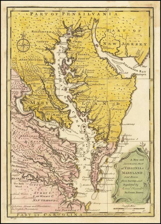 A New and Accurate Map of Virginia & Maryland Laid Down from Surveys and Regulated by Astron'l Observatns. . . .