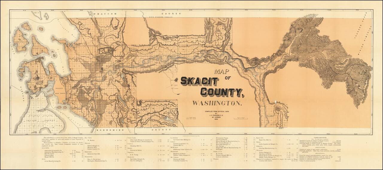 Map of Skagit County Washington.  Compiled From Official Data By J.C. Parsons, C.E. Mt. Vernon 1894