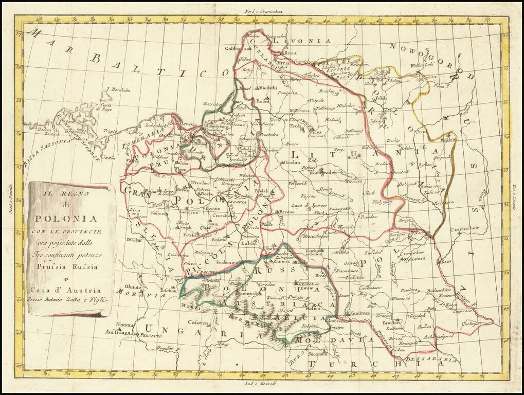 Il Regno di Polonia con le Provincie ora possedute dalle Tre confinanti potenze Prussia Russia e Casa d'Austria . . .