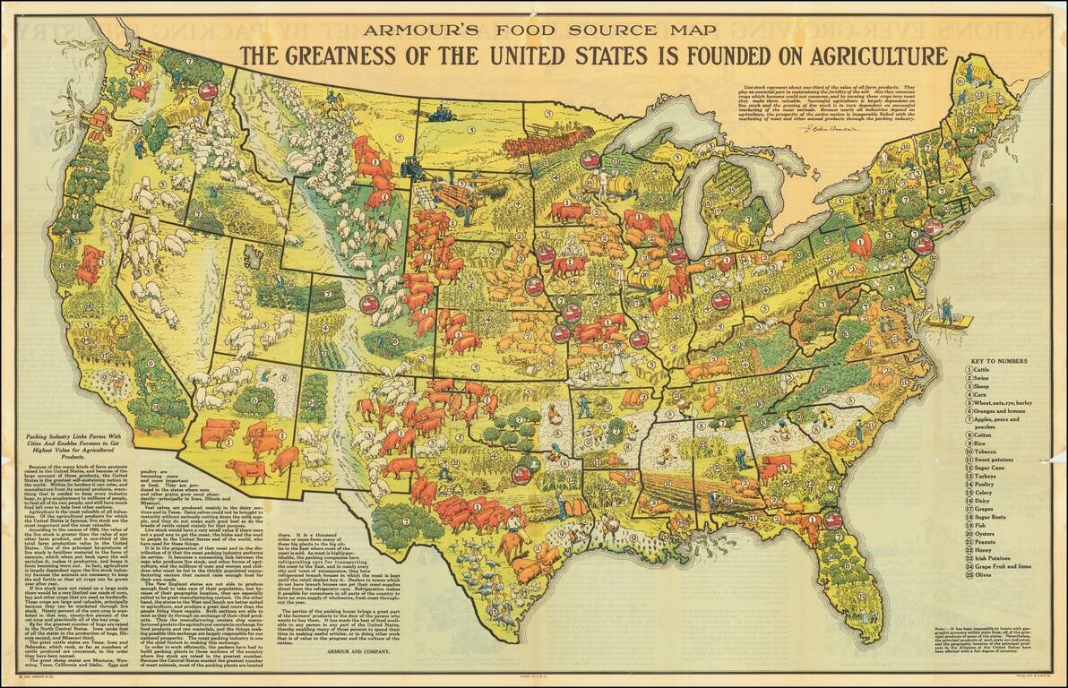 Armour's Food Source Map  The Greatness of the United States is Founded on Agriculture