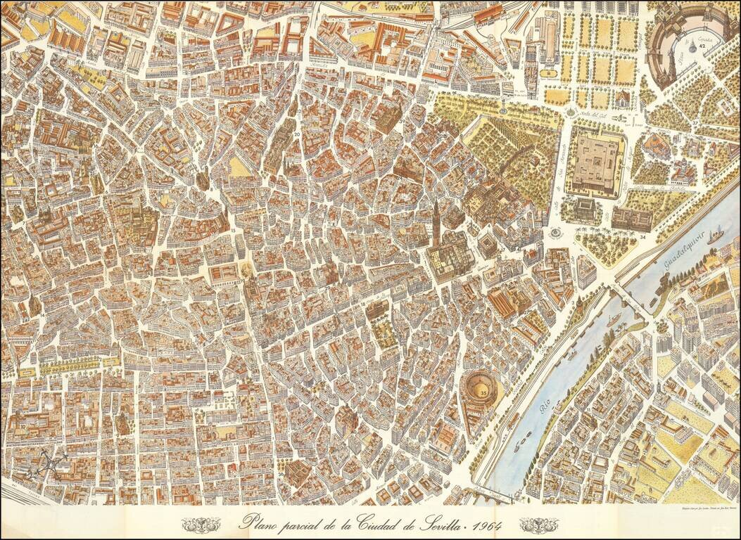 [Sevilla / Seville]  Plano Parcial de la Ciudad de Sevilla - 1964