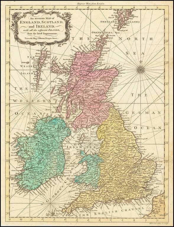 An accurate Map of England, Scotland, and Ireland, with all the adjacent Islands, from the latest Improvements.