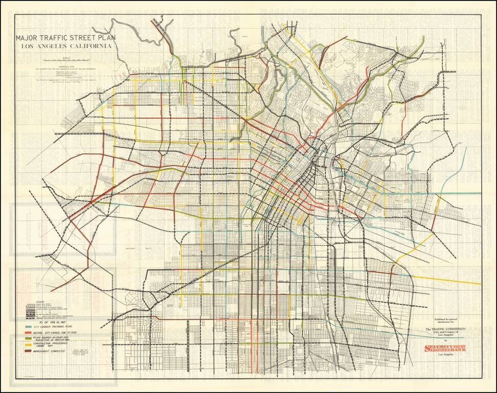 Major Traffic Street Plan Los Angeles California.  Compiled For The Committee On Los Angeles Plan of Major Highways.  Frederick Law Olmsted . . . 1927