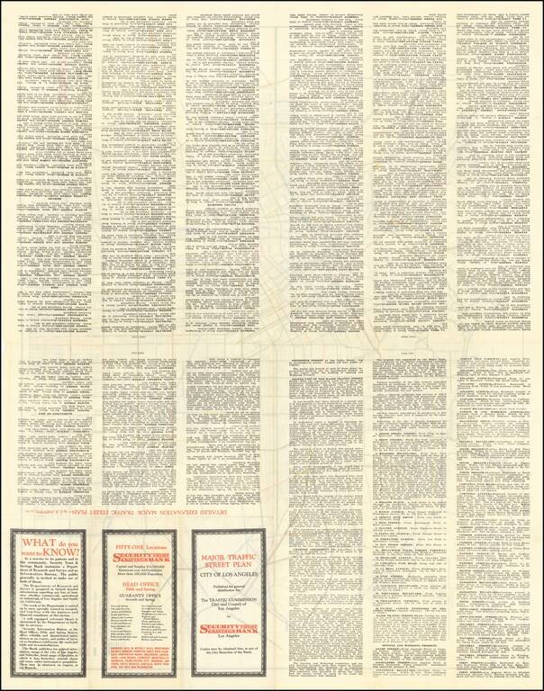 Major Traffic Street Plan Los Angeles California.  Compiled For The Committee On Los Angeles Plan of Major Highways.  Frederick Law Olmsted . . . 1927