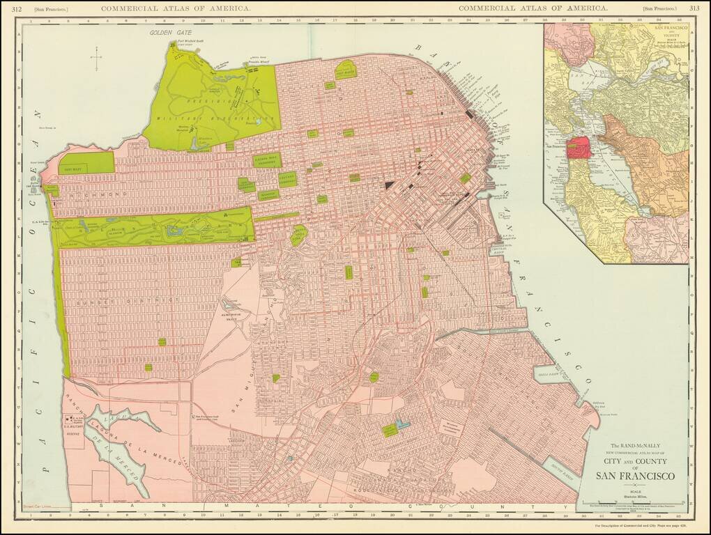 Rand-McNally New Commercial Atlas Map of City and County of  San Francisco