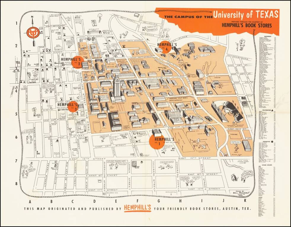 The Campus of The University of Texas.  Prepared Through The Courtesy of Hemphill's Book Stores