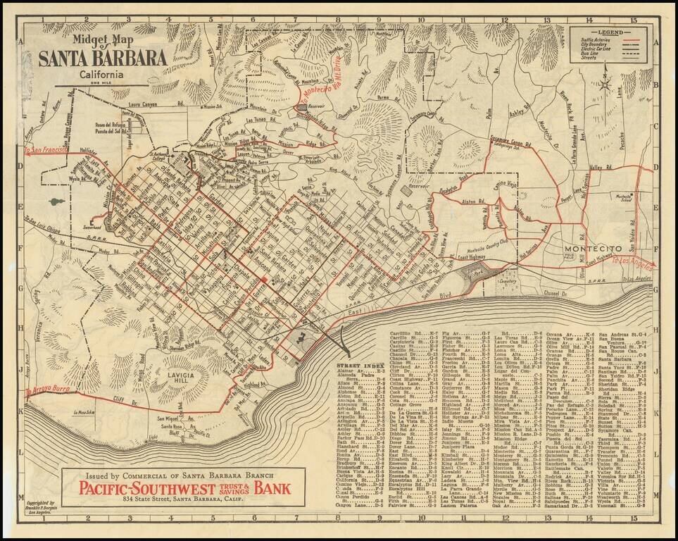 Midget Map of Santa Barbara, California