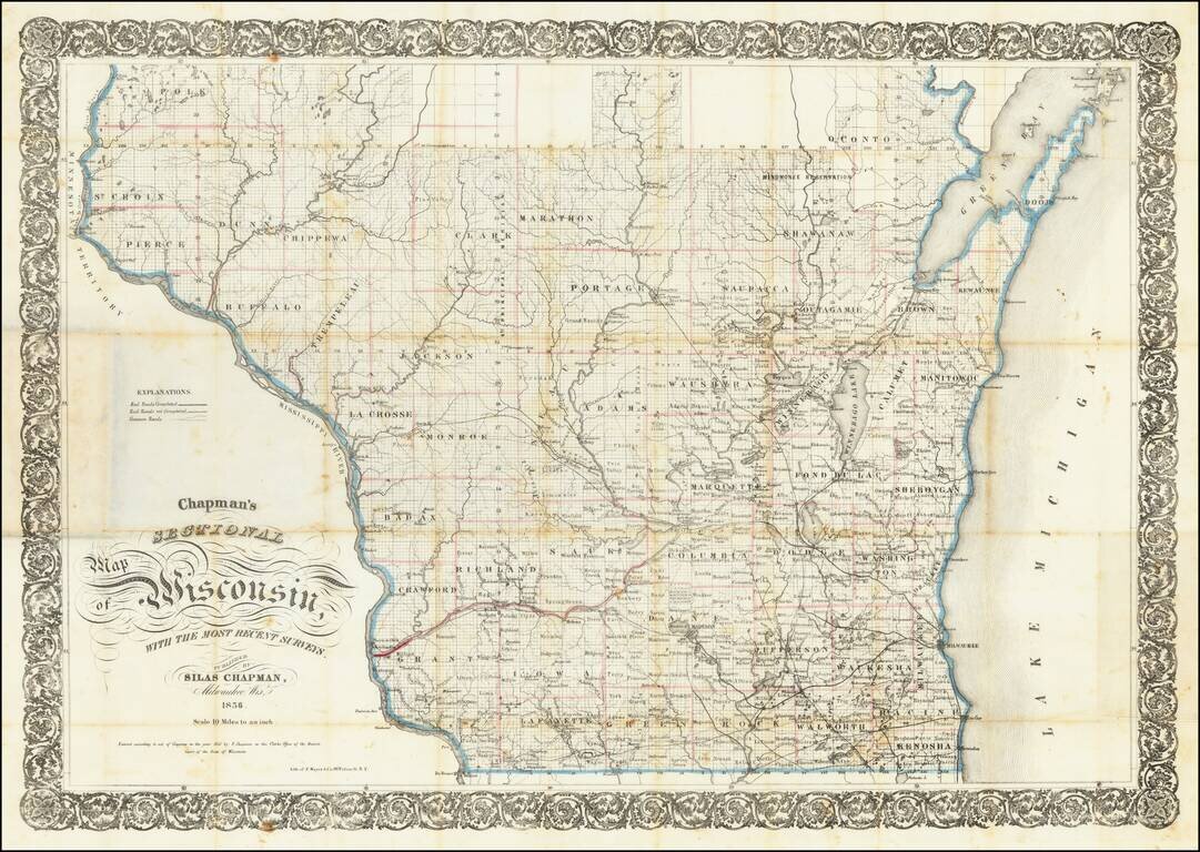 Chapman's Sectional Map of Wisconsin, with the Most Recent Surveys.