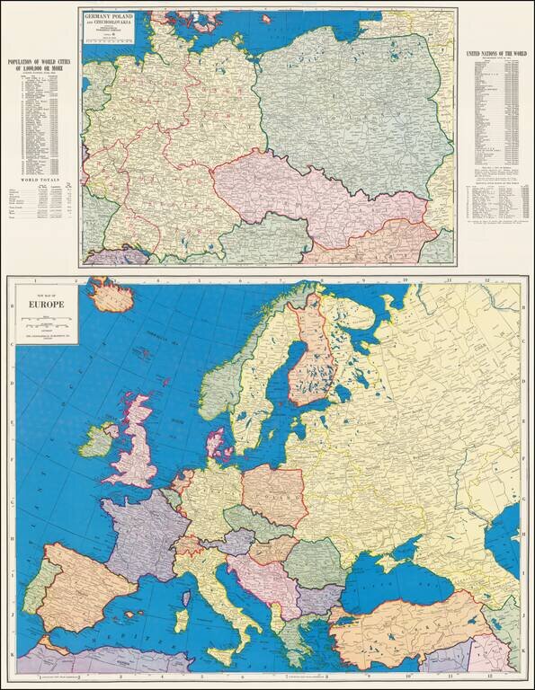 Political Map of Asiatic Coastal Area (verso maps) Germany, Poland and Czechoslovakia (and) New Map of Europe