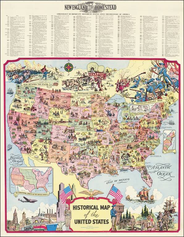 Historical Map of the United States (verso map) The World with American Presidents
