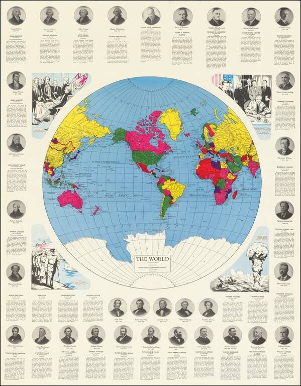 Historical Map of the United States (verso map) The World with American Presidents