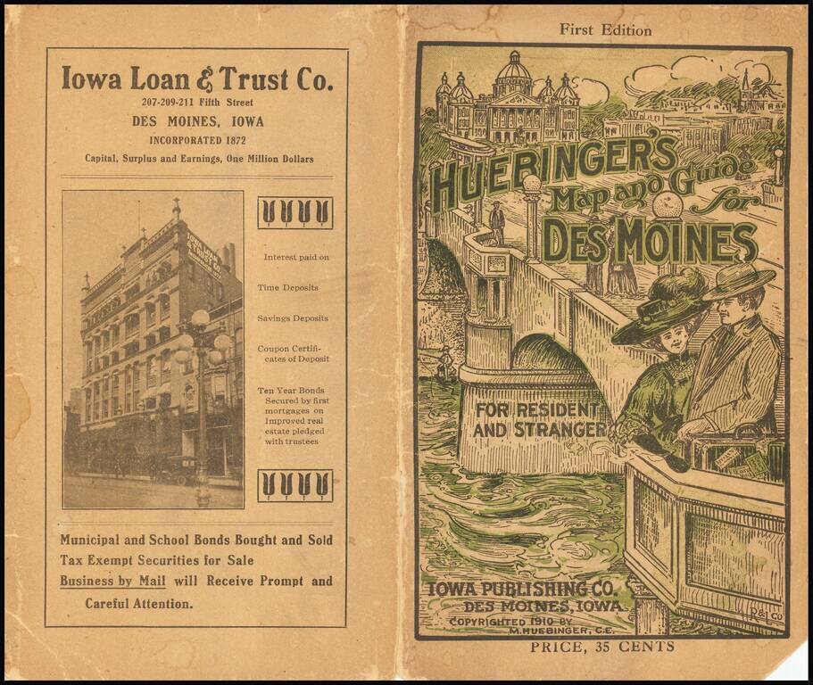 Heubinger's Map of the City of Des Moines Iowa Showing Streets, Parks, Public Buildings, etc. . . . 1910 . . .