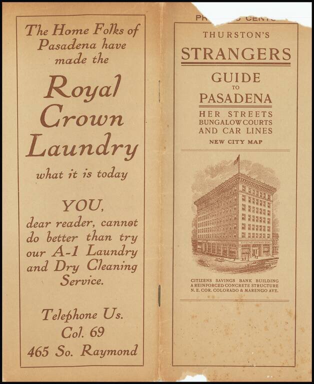 Thurston's Map of Pasadena, So. Pasadena, Altadena and San Marino