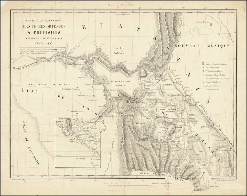Carte de la Concession Des Terres Obtenues a Chihuahua par decret du 11 Avril 1850 . . .