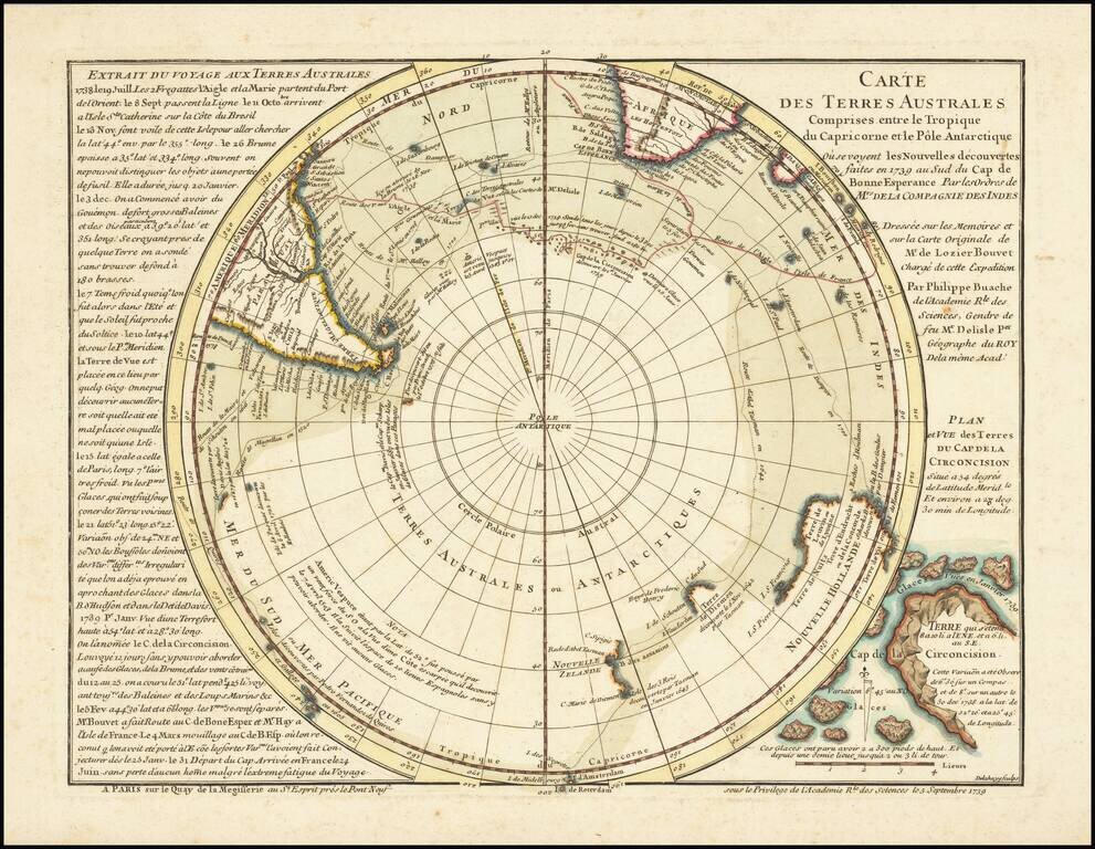 Carte des Terres Australes Comprises entre le Tropique du Capricorne et le Pole Antarctique . . .