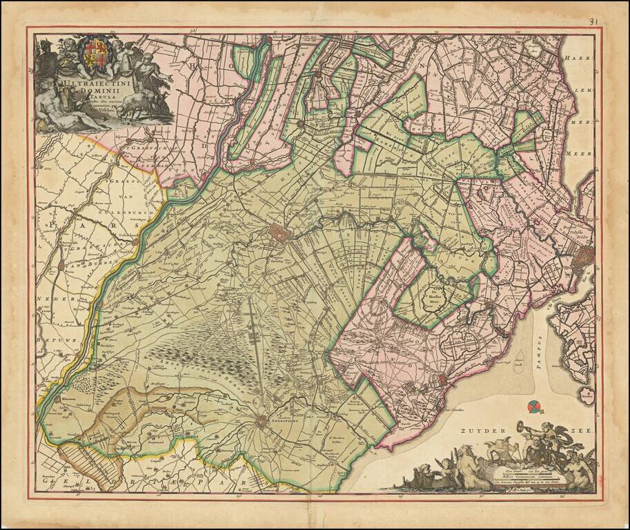 [Gold Heightened!]  Ultraiectini Dominii Tabula Multo aliis auctior et correctior per Nic. Visscher